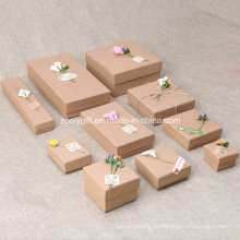 Оптовая продажа коробки подарка ювелирных изделий бумажной коробки DIY Kraft Sticked с цветком